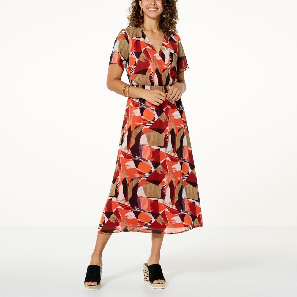 NWT Anthony Originals Printed Chiffon Midi Dress - 826-218 - Size 1X